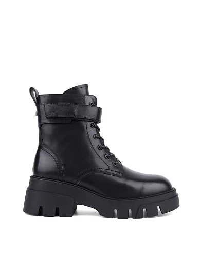 Женские ботинки Attizzare кожаные черные с подкладкой из натурального меха - фото 1 - Miraton