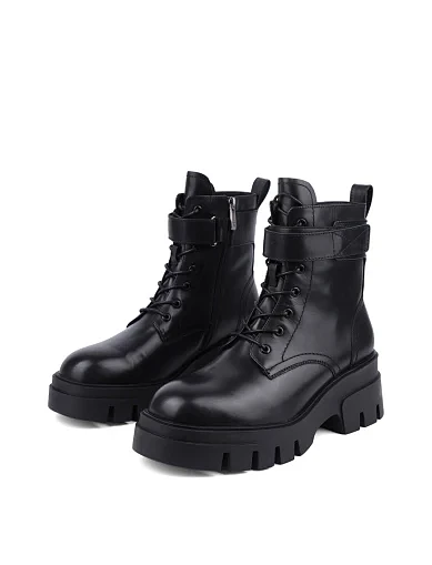 Женские ботинки Attizzare кожаные черные с подкладкой из натурального меха - фото 3 - Miraton