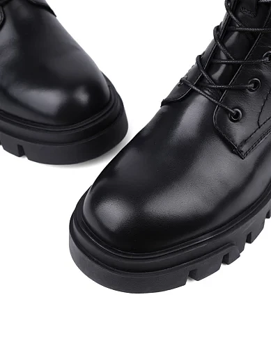 Женские ботинки Attizzare кожаные черные с подкладкой из натурального меха - фото 5 - Miraton