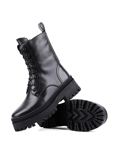 Жіночі черевики Attizzare шкіряні чорні з підкладкою з натурального хутра (2362-725-1 ОЗ-24-25) - фото 2 - Miraton