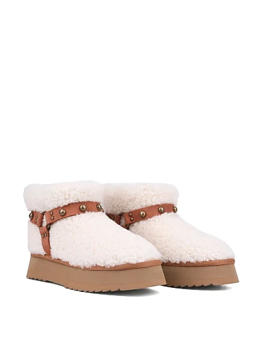 Жіночі уггі MIRATON шкіряні білі з підкладкою з натурального хутра (1155011) - фото 4 - Miraton