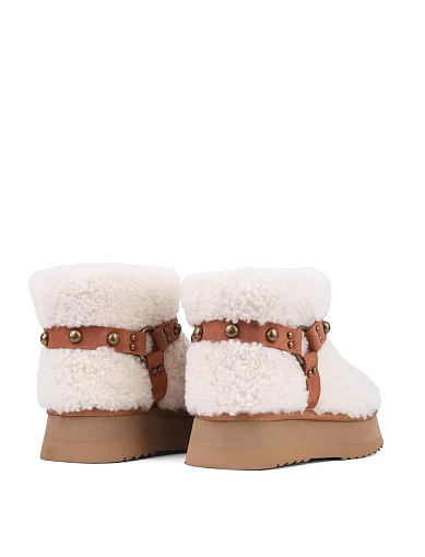 Жіночі уггі MIRATON шкіряні білі з підкладкою з натурального хутра (1155011) - фото 5 - Miraton