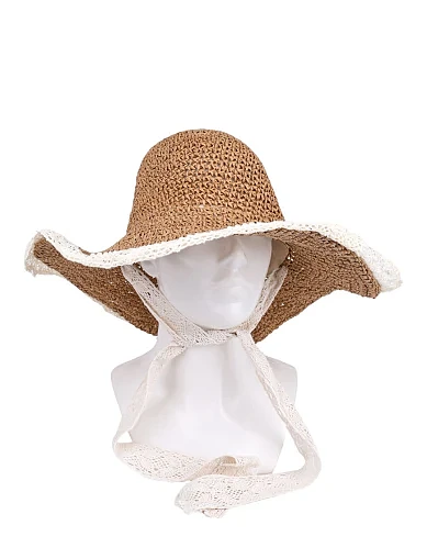 Шляпа из соломы бежевая - фото 1 - Miraton