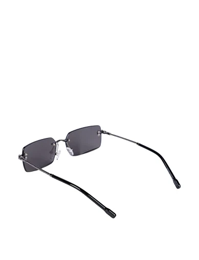 Солнцезащитные очки прямоугольные черные без оправы - фото 3 - Miraton