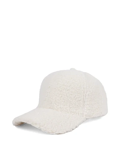 Кепка тедди-мех молочная - фото 1 - Miraton