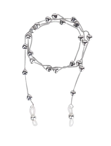 Ланцюжок для окулярів срібний ланцюг із серцями - фото 1 - Miraton