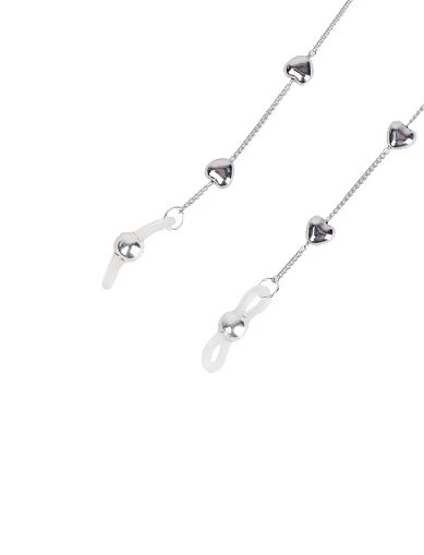 Ланцюжок для окулярів срібний ланцюг із серцями - фото 2 - Miraton