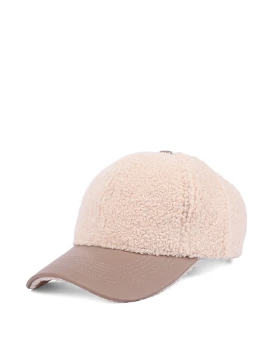 Кепка тедди-мех бежевая - фото 1 - Miraton