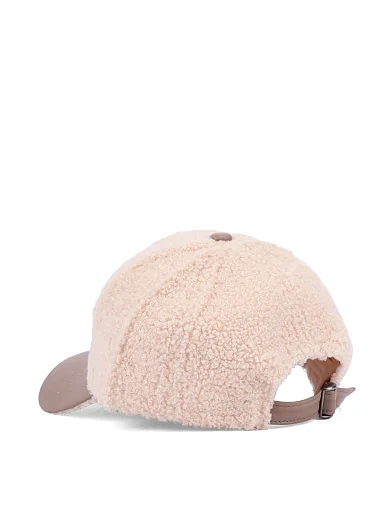 Кепка тедди-мех бежевая - фото 3 - Miraton