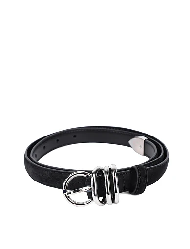 Жіночий ремінь замшевий чорний(KN-30) - фото 1 - Miraton