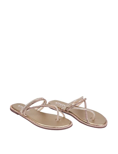 Женские шлепанцы Attizzare из искусственной кожи золотого цвета - фото 3 - Miraton
