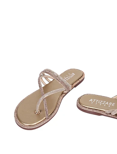 Женские шлепанцы Attizzare из искусственной кожи золотого цвета - фото 5 - Miraton