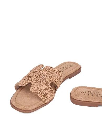 Женские шлепанцы Attizzare тканевые бежевые - фото 3 - Miraton