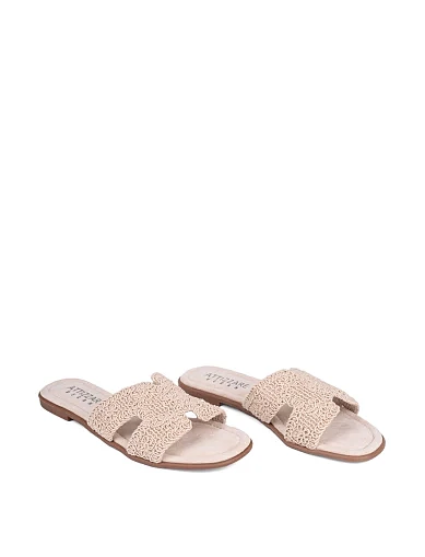 Женские шлепанцы Attizzare тканевые рисового цвета - фото 3 - Miraton