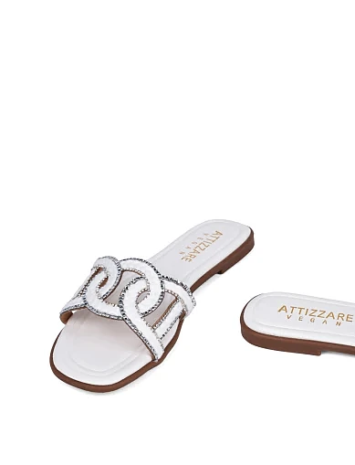 Женские шлепанцы Attizzare тканевые белые - фото 2 - Miraton