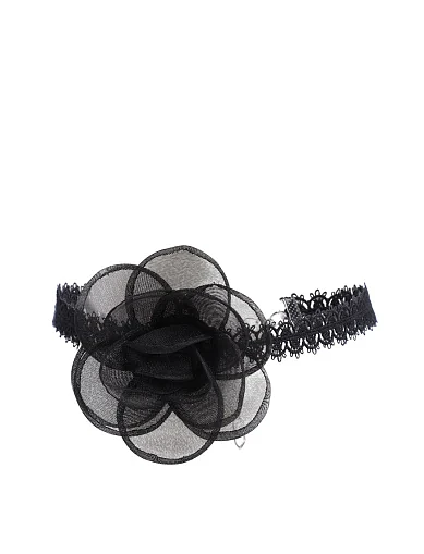 Ажурний чокер з квіткою чорний(KV-10) - фото 1 - Miraton