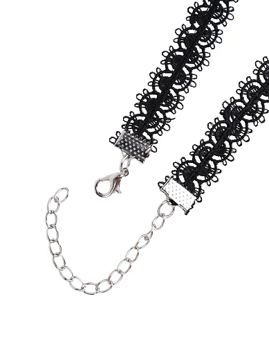 Ажурний чокер з квіткою чорний(KV-10) - фото 2 - Miraton