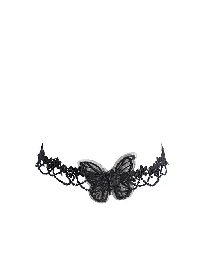 Ажурний чокер метелик чорний(KV-11) - фото 1 - Miraton