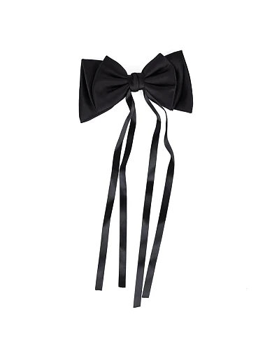 Заколка автомат для волосся чорна з атласним бантом та стрічками(BI-7) - фото 1 - Miraton