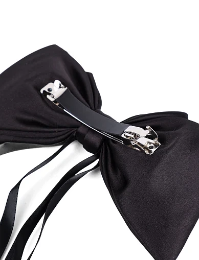 Заколка автомат для волосся чорна з атласним бантом та стрічками(BI-7) - фото 2 - Miraton