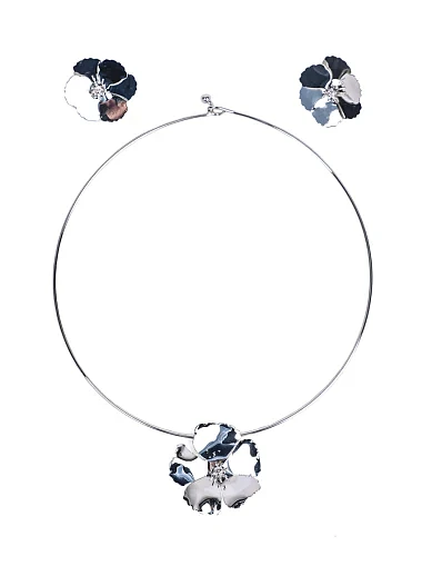 Комплект прикрас кольє з підвіскою та сережки квіти(PJ-41) - фото 1 - Miraton