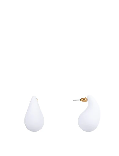 Серьги пуссеты капли белые - фото 1 - Miraton