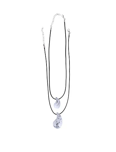 Подвійне кольє шнурок з підвіскою крапля(MT-23) - фото 1 - Miraton