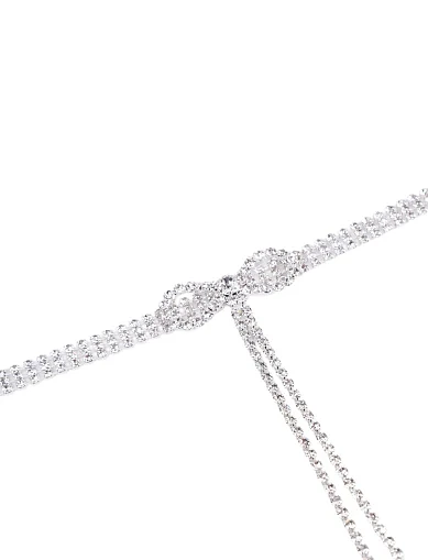 Чокер зі страз у сріблі з бантом(TP-12) - фото 2 - Miraton