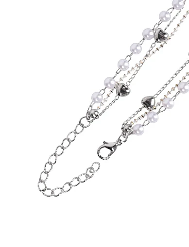 Жіночий браслет для ніг (анклет) з намистинами й перлами в сріблі(KV-9 ВЛ 25) - фото 2 - Miraton