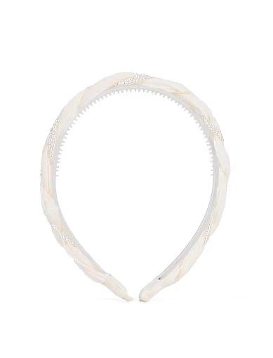 Плетений обруч для волосся бежевий з екошкіри(AF-7) - фото 1 - Miraton