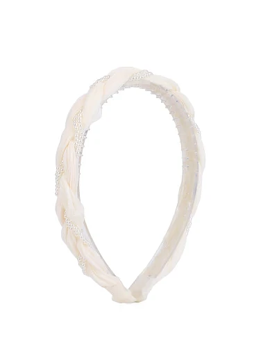 Плетений обруч для волосся бежевий з екошкіри(AF-7) - фото 2 - Miraton