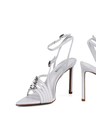 Женские босоножки MIRATON кожаные белые - фото 3 - Miraton