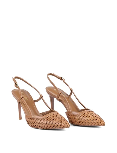 Женские туфли слингбеки Attizzare кожаные коричневые - фото 3 - Miraton