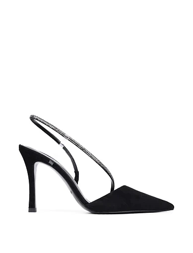 Женские туфли слингбеки MIRATON велюровые черные - фото 1 - Miraton