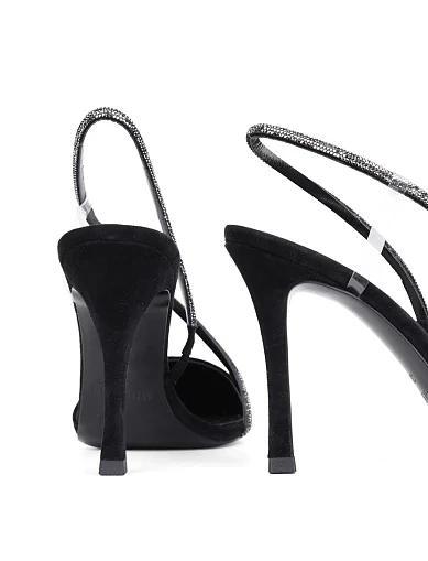 Женские туфли слингбеки MIRATON велюровые черные - фото 2 - Miraton