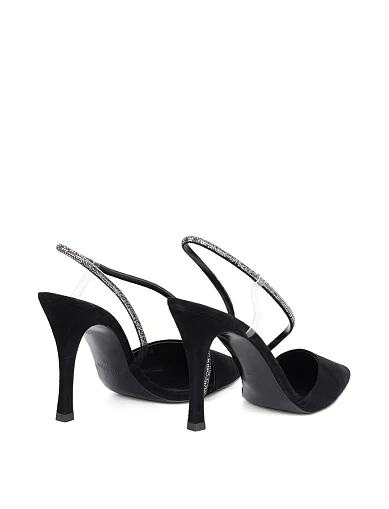 Женские туфли слингбеки MIRATON велюровые черные - фото 4 - Miraton