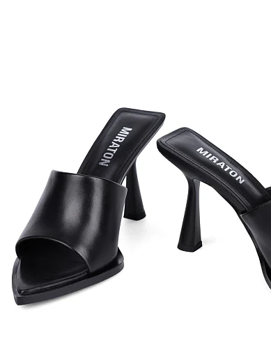Жіночі сабо MIRATON шкіряні чорні (G505-33) - фото 2 - Miraton