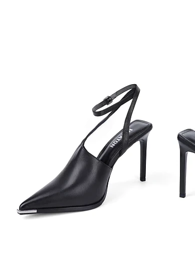 Женские туфли слингбеки MIRATON кожаные черные - фото 2 - Miraton