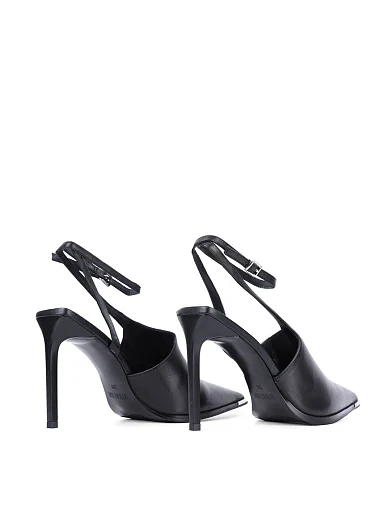 Женские туфли слингбеки MIRATON кожаные черные - фото 4 - Miraton