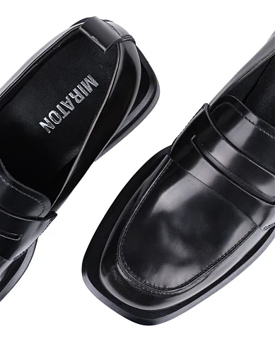 Женские туфли лоферы MIRATON кожаные черные - фото 5 - Miraton