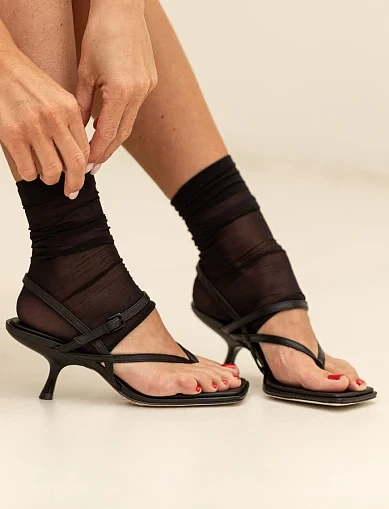 Женские босоножки MIRATON кожаные черные - фото 8 - Miraton