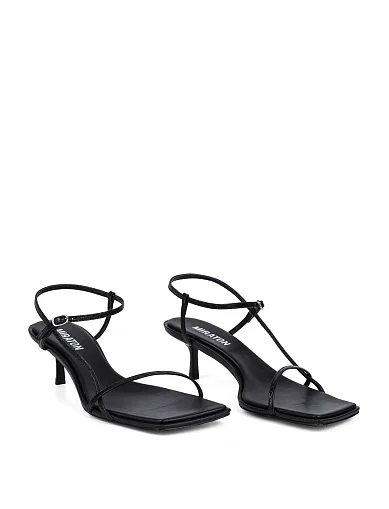 Женские босоножки MIRATON кожаные черные - фото 3 - Miraton