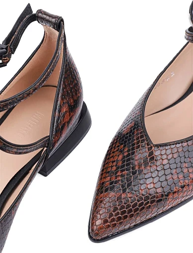 Женские балетки MIRATON кожаные коричневые - фото 5 - Miraton