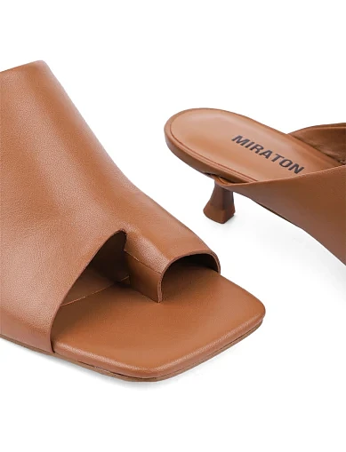 Женские сабо MIRATON кожаные коричневые - фото 5 - Miraton
