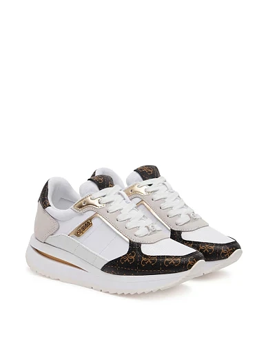 Женские кроссовки Guess текстильные белые - фото 2 - Miraton