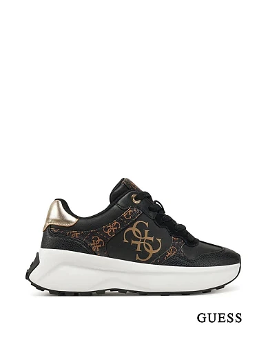 Женские кроссовки Guess из экокожи черные - фото 1 - Miraton