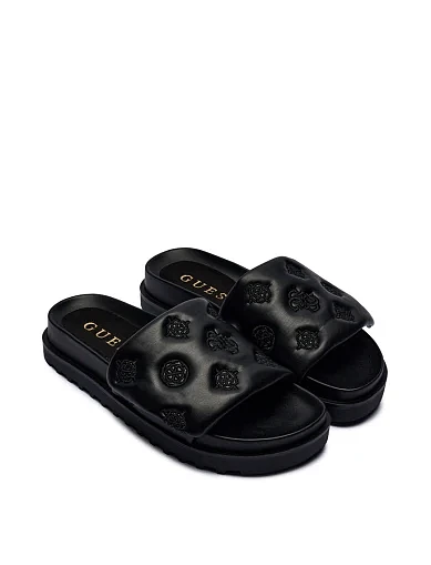 Женские шлепанцы Guess из экокожи черные - фото 3 - Miraton