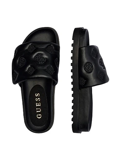 Женские шлепанцы Guess из экокожи черные - фото 4 - Miraton