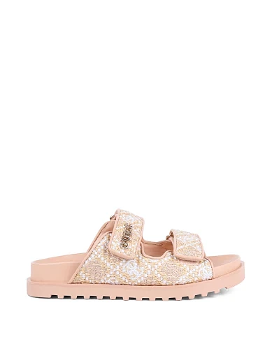 Женские шлепанцы Guess из экокожи бежевые - фото 1 - Miraton