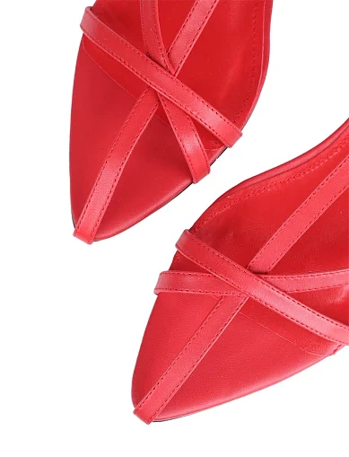 Женские сандалии MIRATON кожаные красные - фото 5 - Miraton